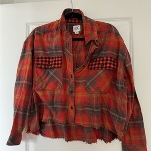 Urban outfitters cropped flannel top